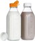 32 oz Reusable Glass Milk Bottles with Silicone Dispenser Cap, 2 Pack Glass Jars with Airtight Screw Lid, Leak Proof Glass Juice Bottles with Scale Mark for Fridge